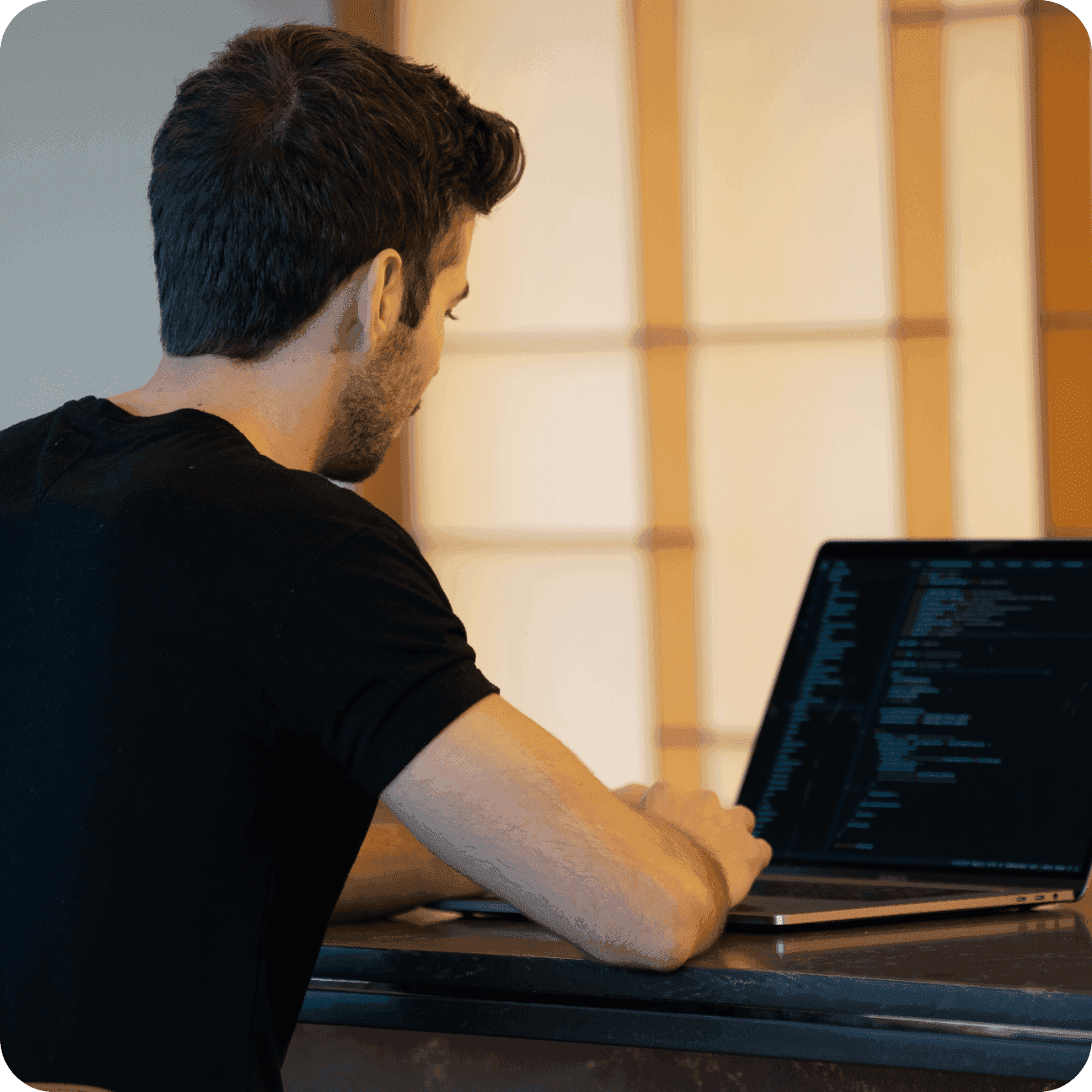 Person working on laptop